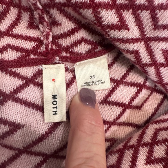 Anthropologie Moth Burgundy Geometric Sweater - Picture 2 of 7